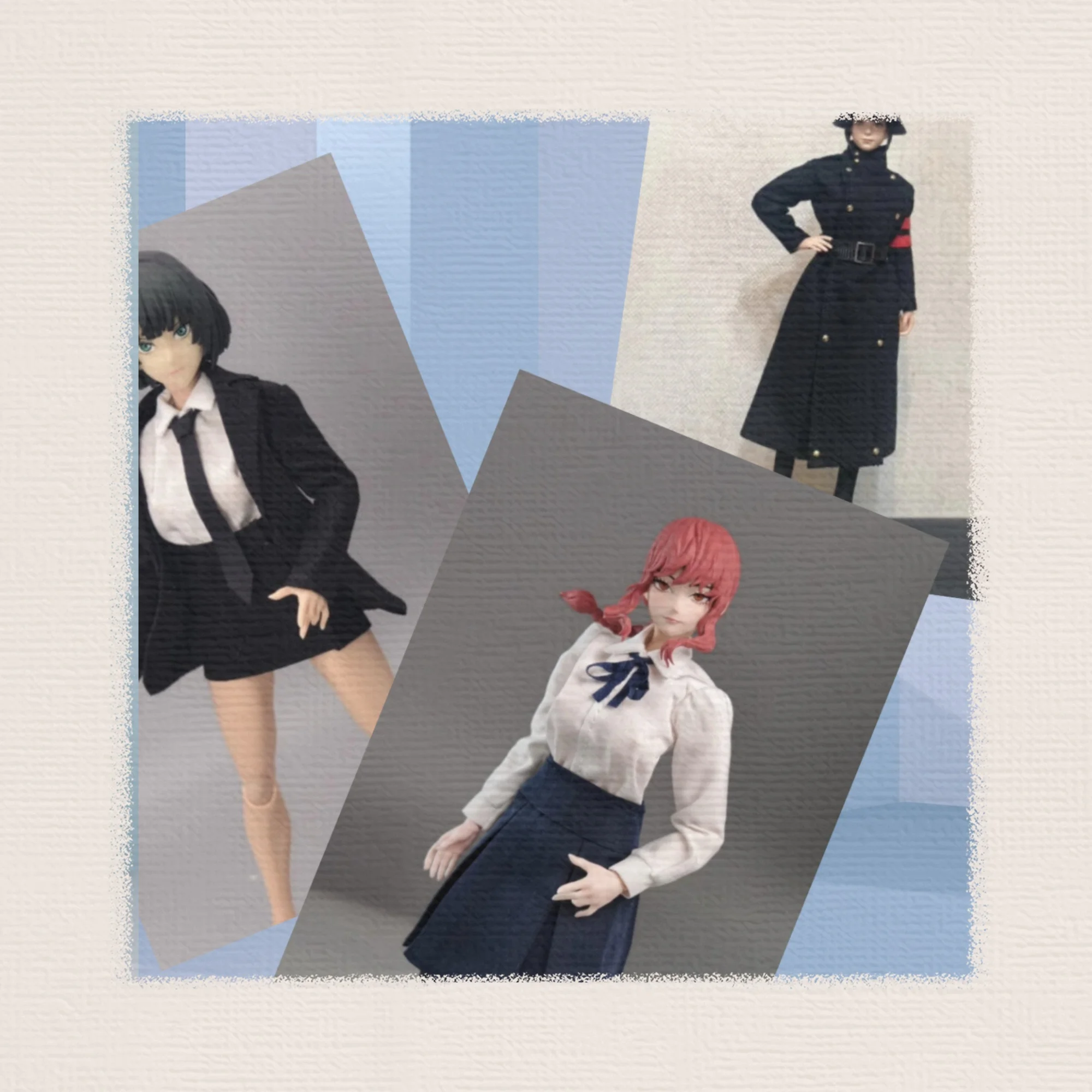 

【Clothing Only】Handmade 1/12 College Style Shirt Short Skirt Set Long German Coat Fit 6inchs Romankey Action Figure Body