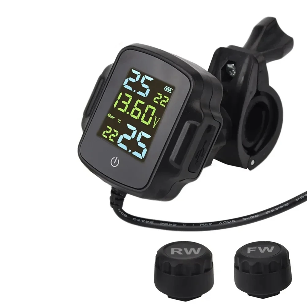 

Система контроля давления в шинах мотоцикла TPMS с 2 внешними датчиками, комплект интеллектуальной сигнализации для шин, универсальный-A67F