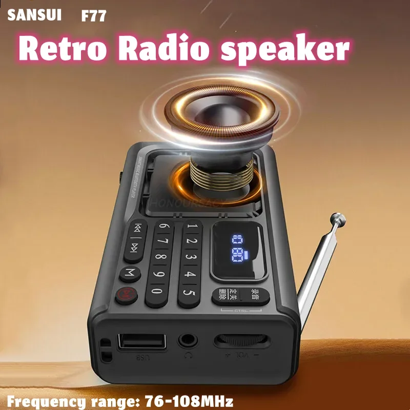 Sansui Mini Krachtige Bluetooth Speaker Recorder Zware Bas Soundbar Hifi Lossless Muziekspeler Ondersteuning FM TF Card U Disk Walkman