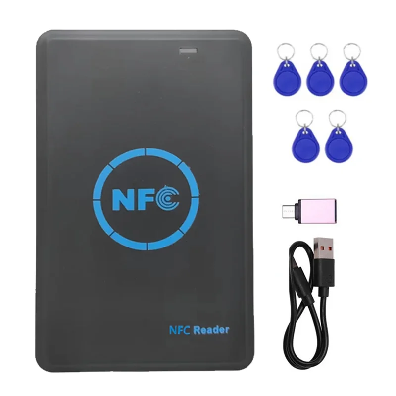 

B24B 5-Band NFC Smart Chip Reader/Writer +5XCUID Keychain 125K 13.56M Copier HID Duplicator Tag Clone ID IC Keychain Key Copy
