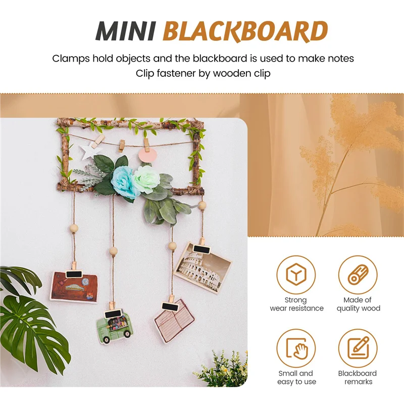 AF91-50 Mini Blackboard Wood Message Slate Rectangle Clip Clip Panel Card Memos Label Brand Price Place Number Table