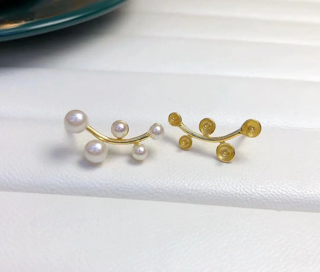 الجملة S925 فضة أقراط جبل النتائج إعدادات قاعدة تصاعد أجزاء ملحق ل 3-5 مللي متر اللؤلؤ 5 زوج/وحدة #3