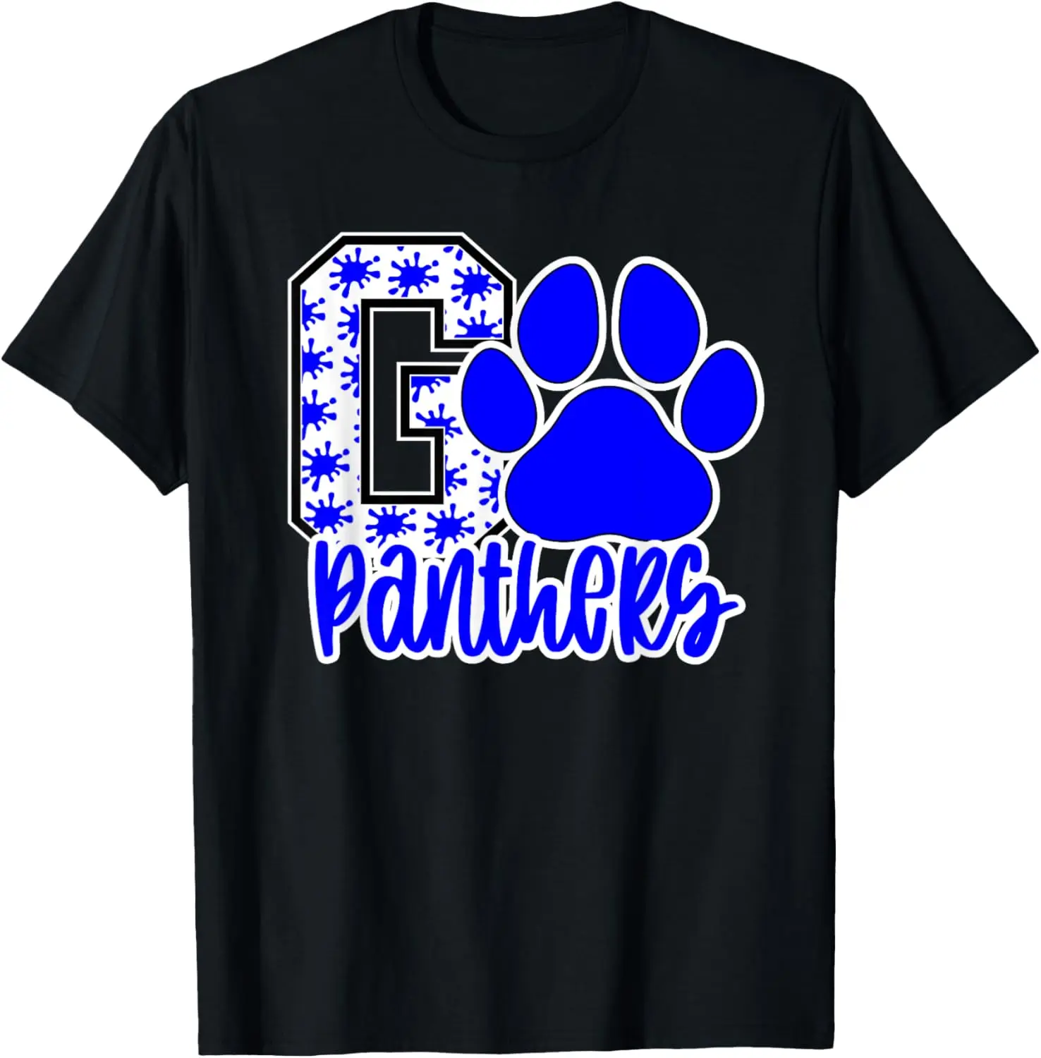

Футболка Go Panthers Splatter Blue White Panther Pride School Spirit