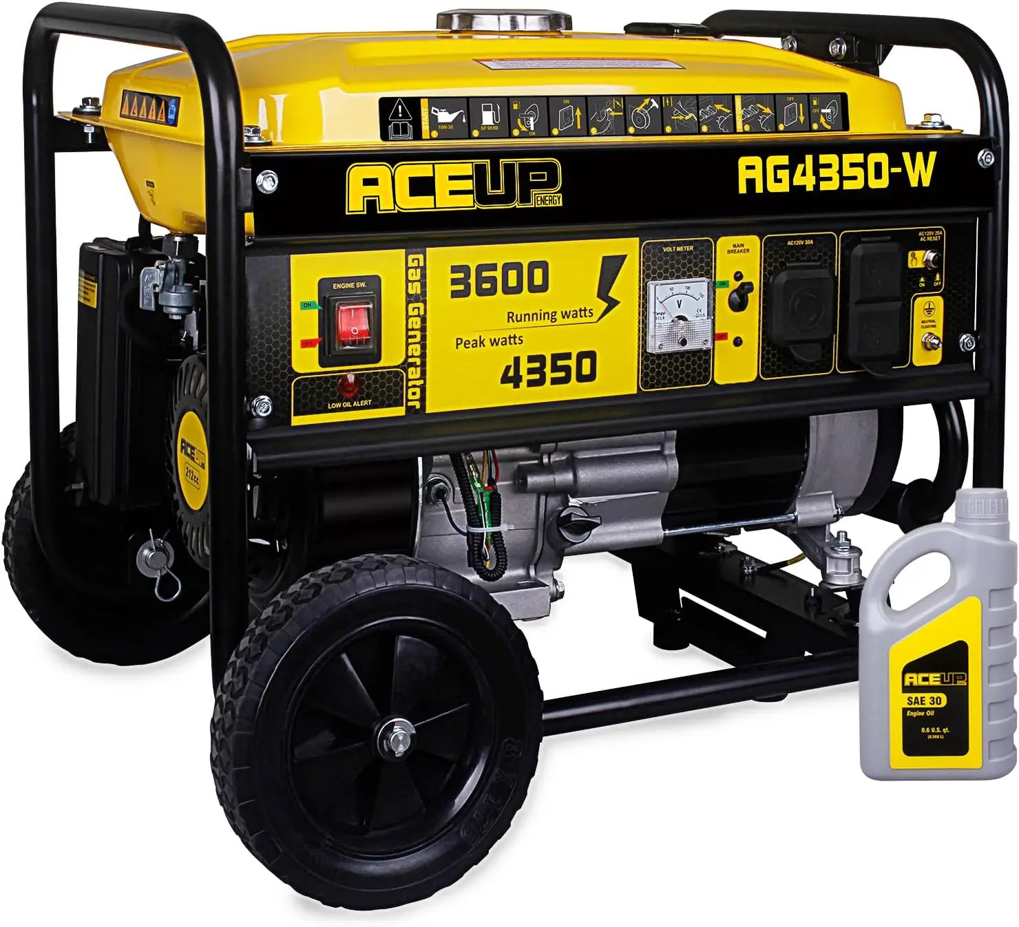 

4,350 Watt Portable Generator Gas Powered Equipment With Wheels Kit For Home Use, 30A Outlet, EPA & CARB Compliant,customizable