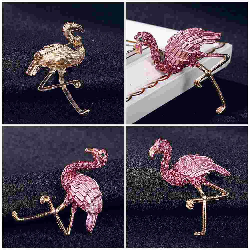 Rhinestone Animal Breastpin Vintage Jewelry Flamingo Broszka Emaliowana Odznaka Broszki Prezent