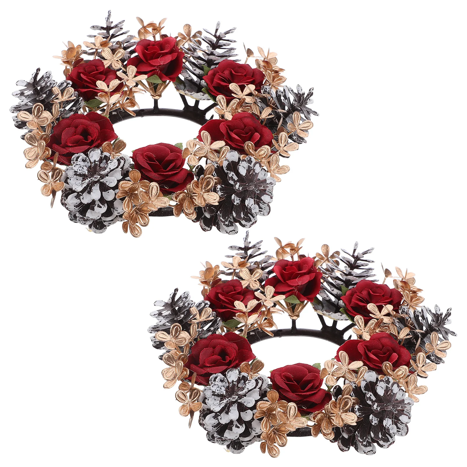 

2Pcs Christmas Ring Wreaths Small Plastic Table Centerpiece Decorative Holder for Holiday Dining Room Table
