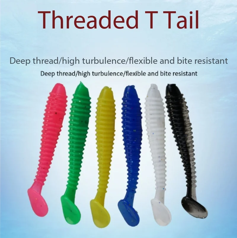 

Fat Threaded Paddle Tail Soft Worm Salt Scent Soft Lure Artificial Bait For Bass Crappie Freshwater Fishing Tackle