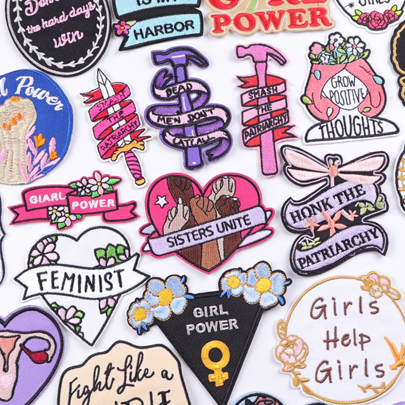 Feminism Patch DIY Iron On Patches For Clothing Girl Power Embroidery Patch Slogan Patches On Clothes Sewing Embroidered Sticker