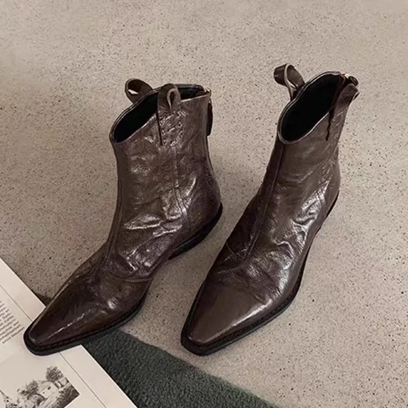 Women's Boots Ankle Designer Heeled Shoes 2025 Fashion Casual Chelsea Boots Winter Walking Goth Leather Trend Short Ladies Boots