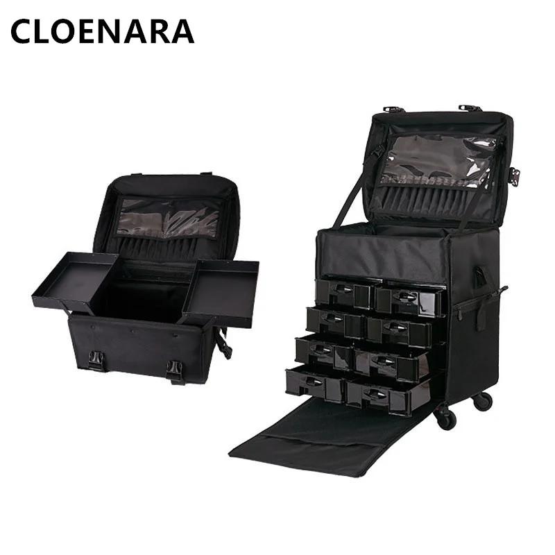 COLENARA Luggage Ladies Trolley Bag Large Capacity Nail Technician Professional Beauty Tools Box with Wheels Rolling Suitcase