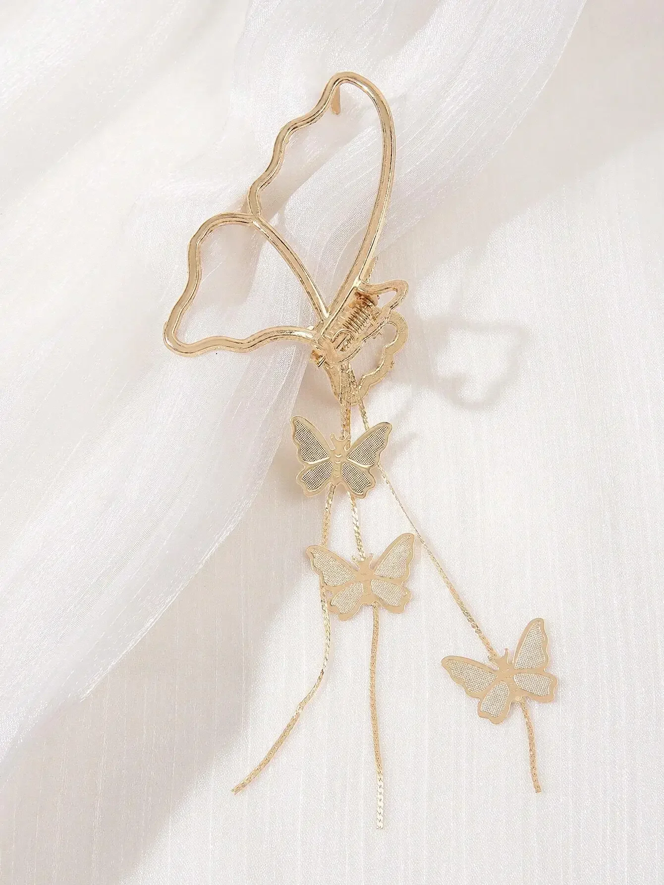 

Заколка для волос в виде бабочки с цепочкой и подвеской-кисточкой для женщин, элегантный летний аксессуар для волос