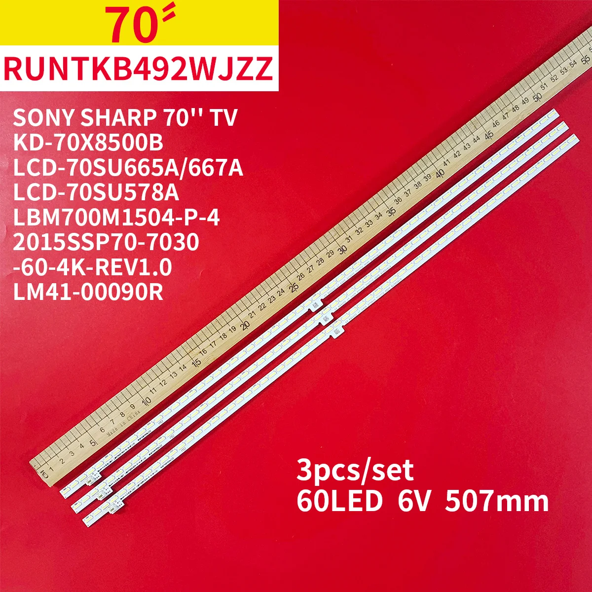 

3Pcs/Set LED Backlight Strip 60 Lamps for Sony Sharp 70'' TV KD-70X8500B LCD-70SU665A/667A LCD-70SU578A RUNTKB492WJZZ LBM700M15