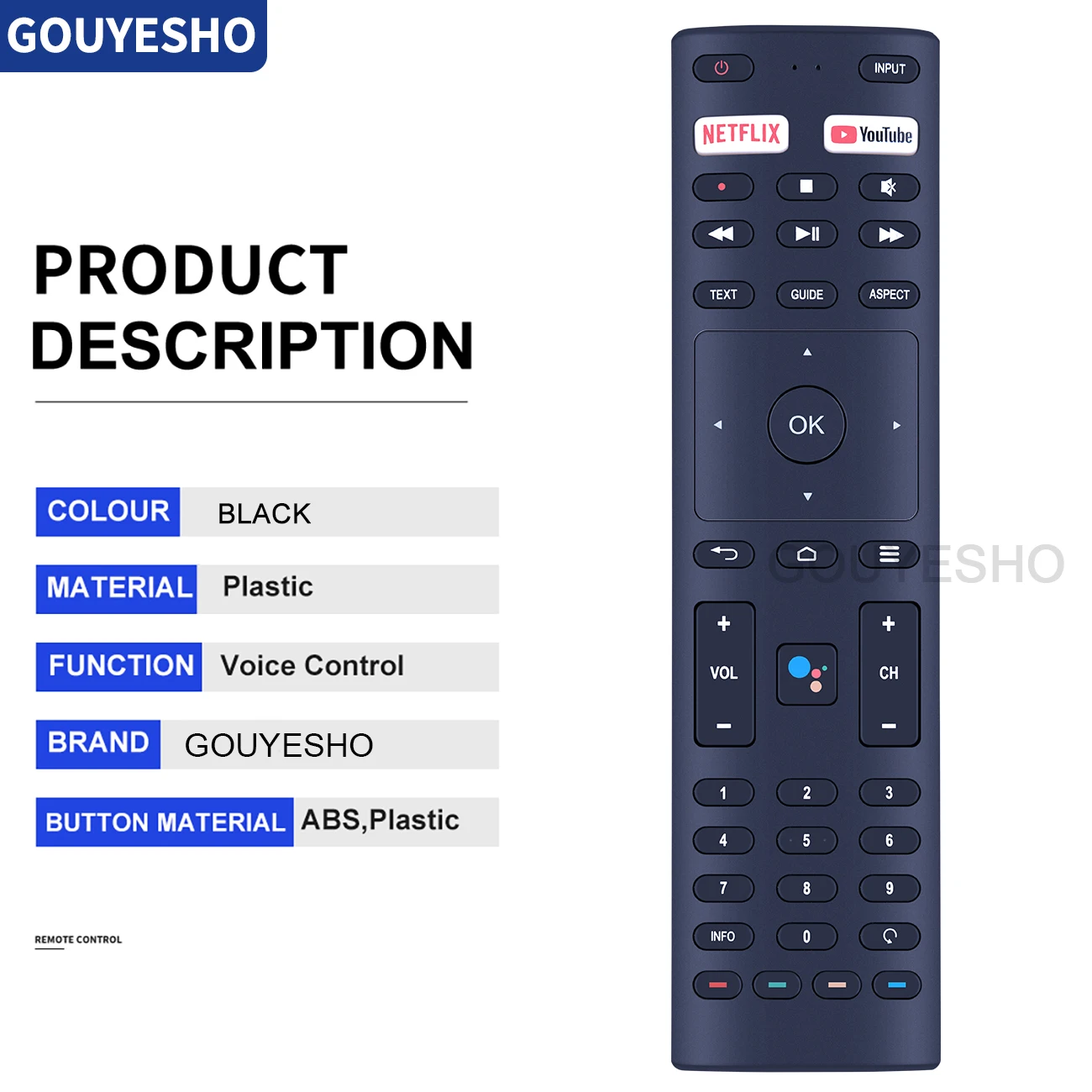 New Voice Remote Control for Konka 32H31A 40H33A 43U55A 50Q75A ANAM JVC AV-H323115A RC-N2409 RM-C3416 blaupunkt SMART TV