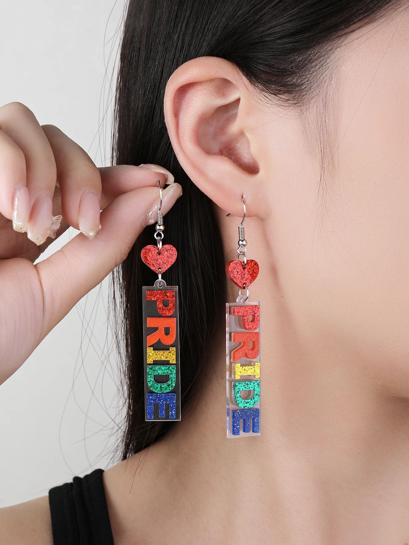 1pair Joyful Acrylic Rainbow Colors PRIDE Letter Cloud Shape Drop Earrings for Women LGBT Lover Party Pride Month Jewelry