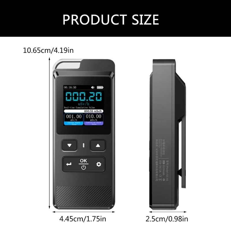 Counter LCD Display Radiation Detector Ray γ-ray Tester Rechargeable Marble Detector Portable