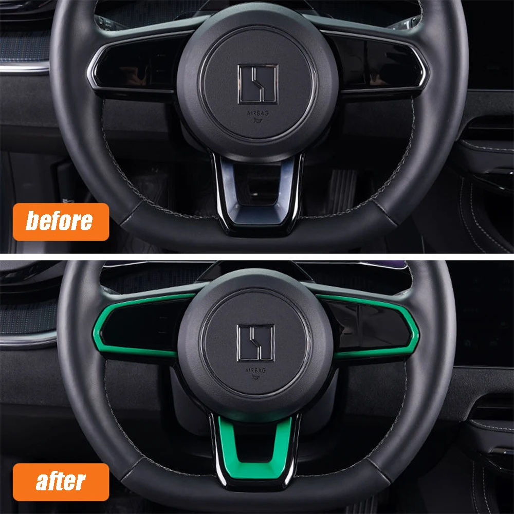 For Geely Zeekr 001 2021-2024 Green/Red/carbon Trim Car Steering Wheel Cover Switch Decorative Frame Sticker Garnish Accessories