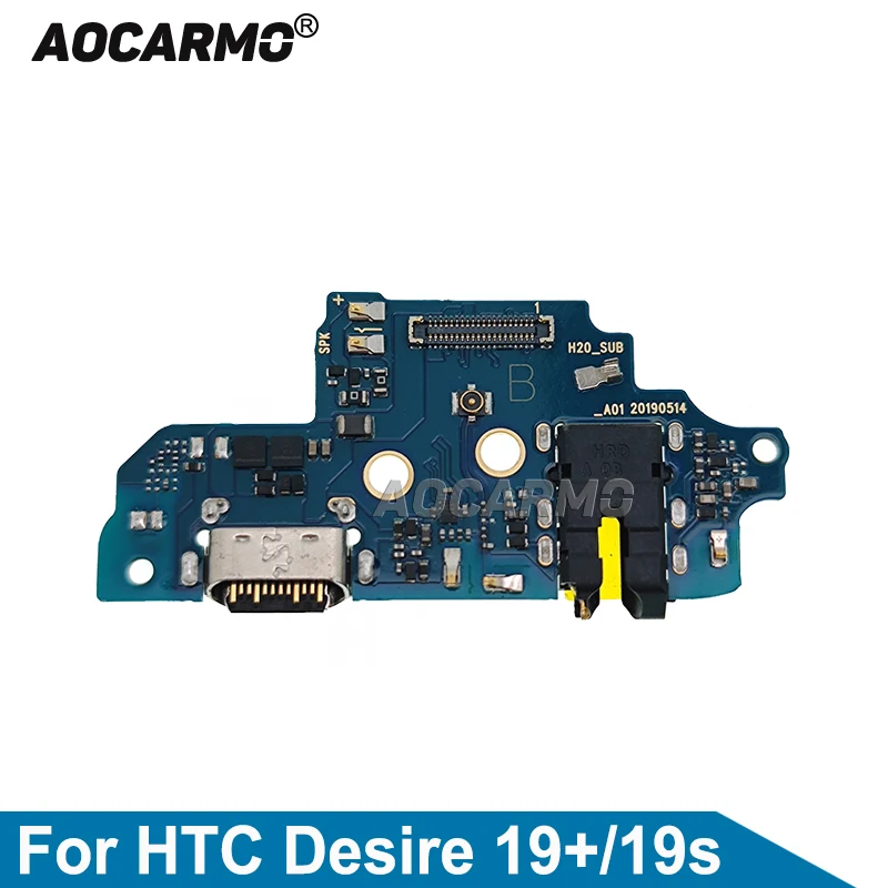 Aocarmo Charging Port For HTC Desire 19 Plus 19+ 19S USB Charger Dock Port With Headphone Jack Flex Cable Replacement Part