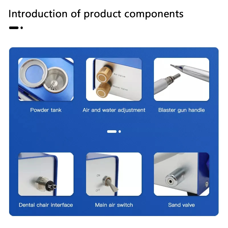 치아 세척 연마 교정 블라스팅 기계, 공기 방지 브러시 샌드 블라스팅, 파우더 유출 없음, 플라잉 치아 블라스트 클리어