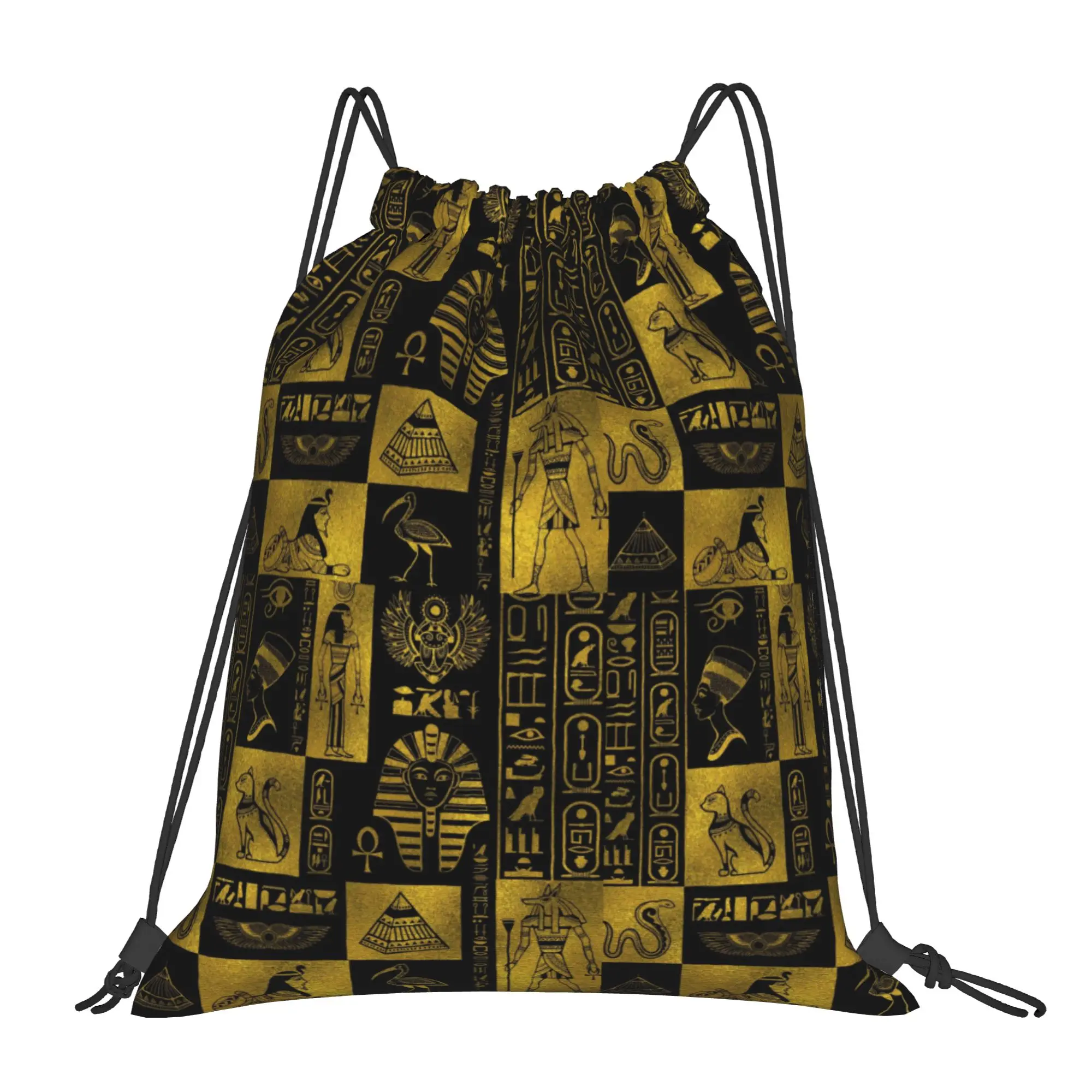 

Рюкзак-мешок с египетскими золотыми иероглифами, водонепроницаемый, для спортзала и тренировок, в стиле Древнего Египта