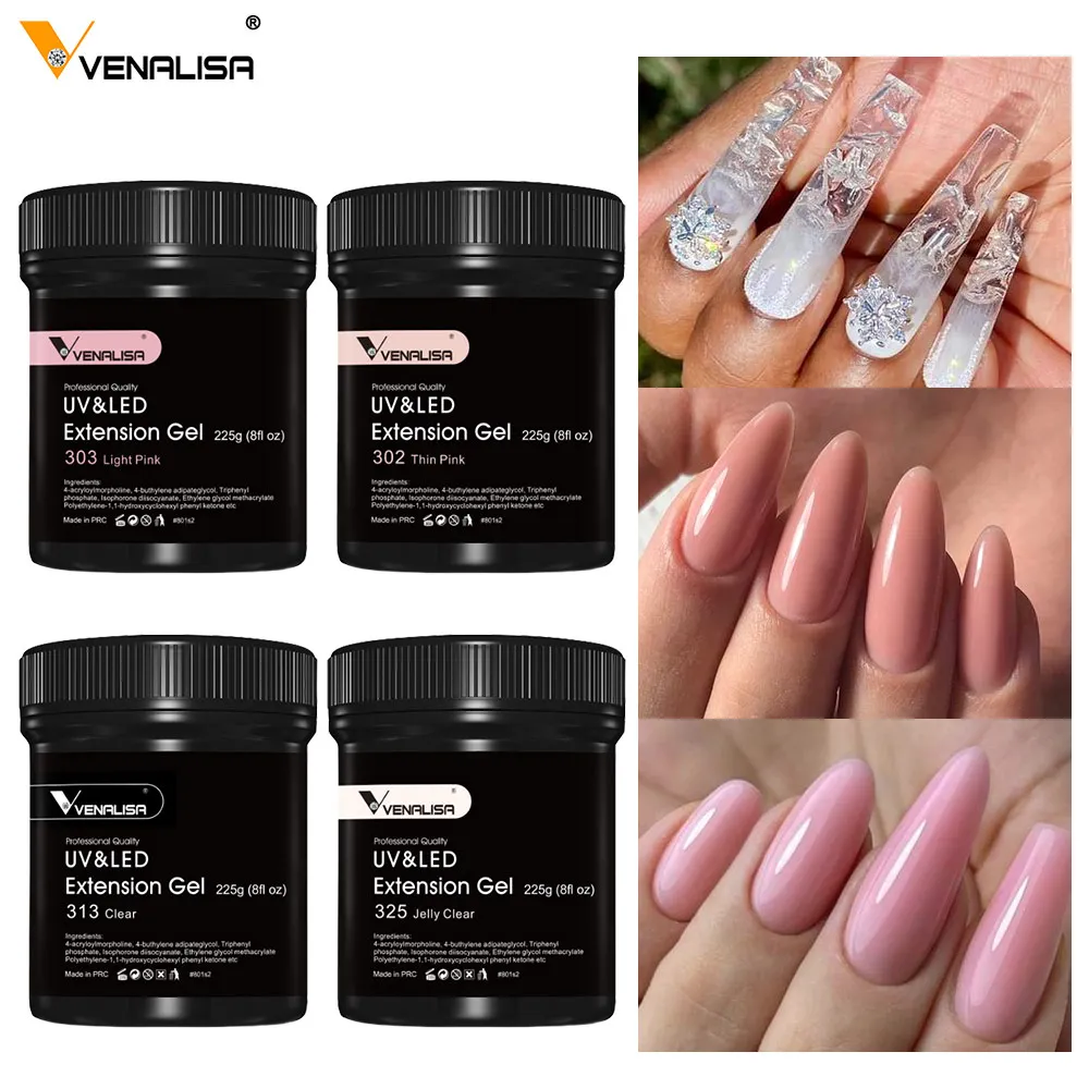 Venalisa Lange Slijtage Gehard Top Coat Zelfnivellerende Gel Versterken Camouflage Nagelverlenging 30 ml/225 ml Groot Volume Refill Pakket