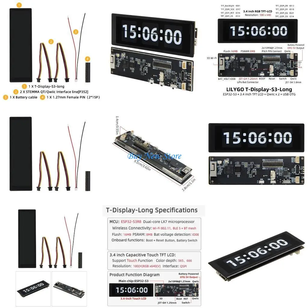 

20CE ESP32 T Display Long Development Board for Embedds System Wirelessly Protocols