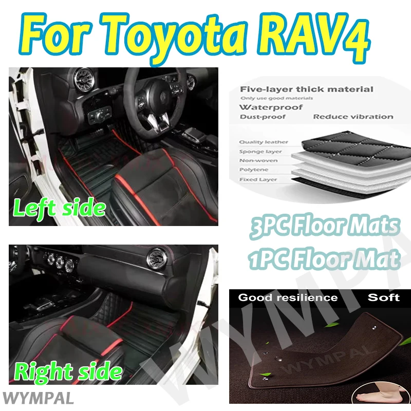 

Luxury Custom Car Floor Mats For Toyota RAV4 Non-Hybrid 2020 2021 2022 2023 Auto Foot Pads Automobile Carpet Cover Interior Acce
