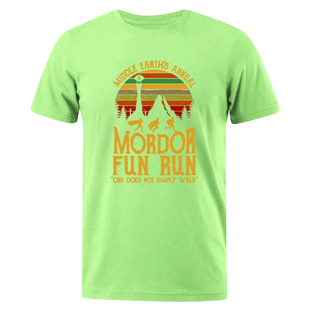 Middle Earth\'S Annual Mordor Fun Run Print T Shirt Men Fashion Tshirts Summer Cotton Tops Cotton Loose Street Hip Hop T-Shirts