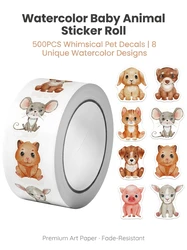 500Pcs/Roll Heterotypic Pets Stickers 2.5cm/1.0'' Cute Art Labels Learning Rewards, Adorn Gifts for Books Watercup Phone PC Pads