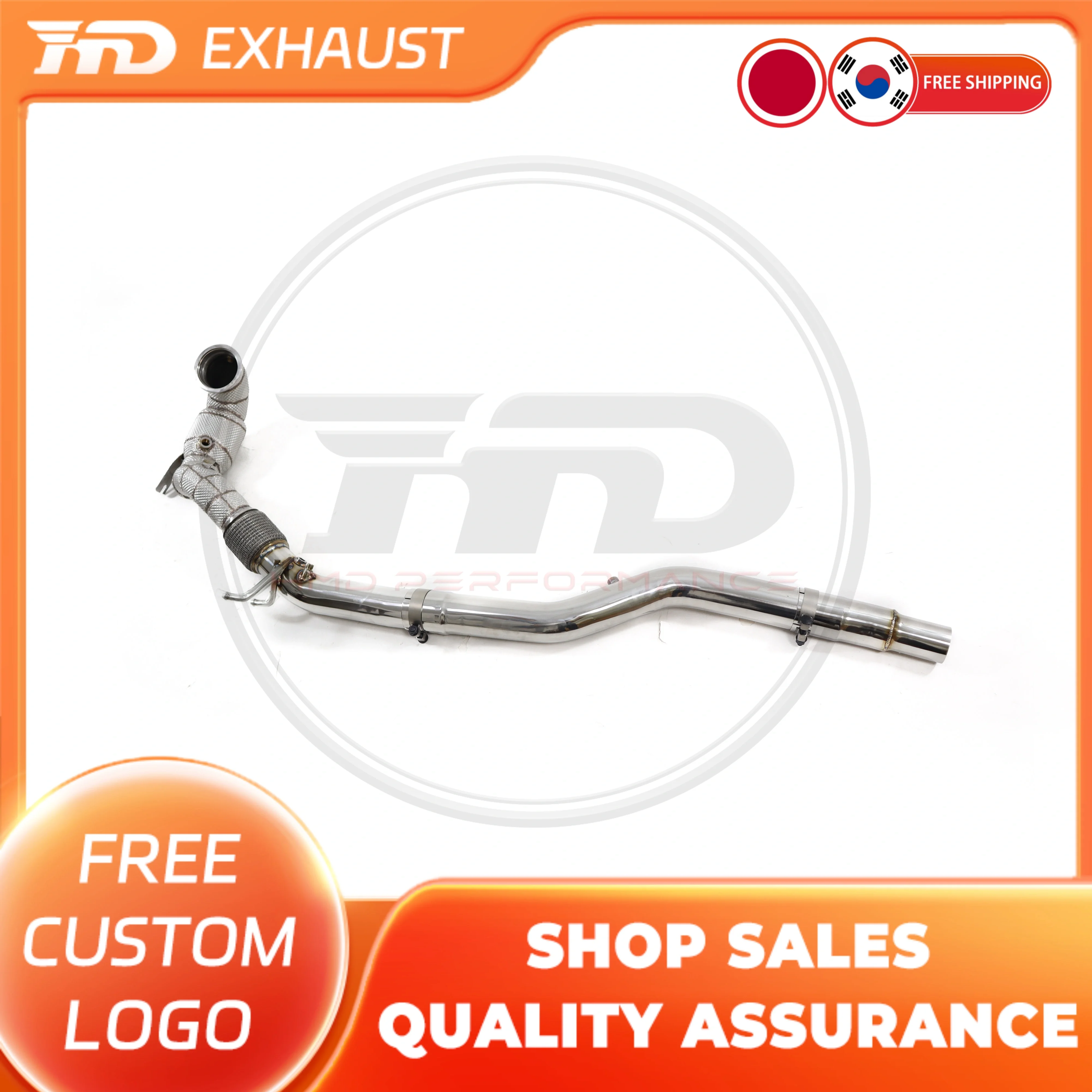 

HMD Hot sale Stainless steel Exhaust System High Flow Performance Downpipe for VW Golf 8 R 2.0T With Catalytic Converter