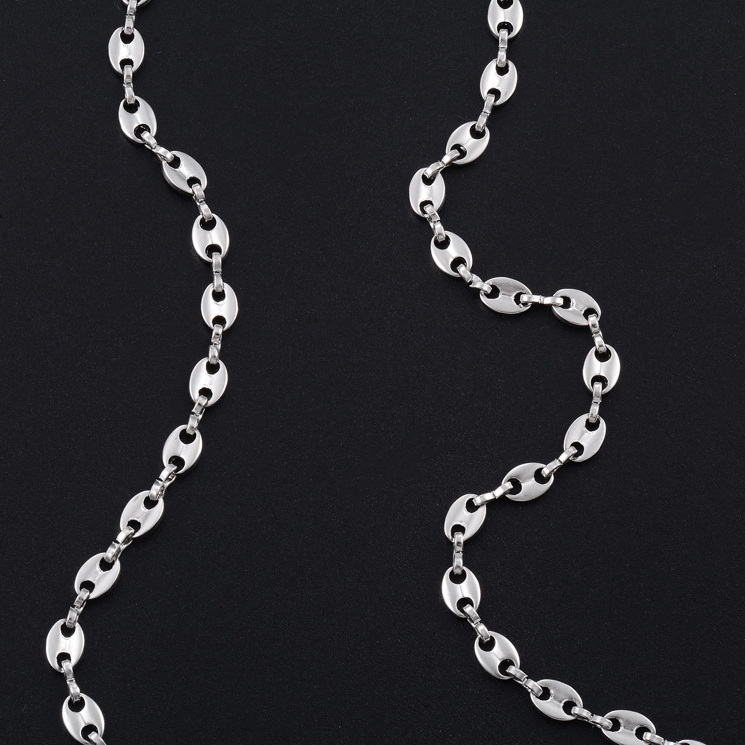 Trendige Schweinsnase-Halskette aus Edelstahl, Kaffeebohnen-Ketten, Unisex-Armbänder im klassischen Stil, Schmuck Großhandel – Detail 7