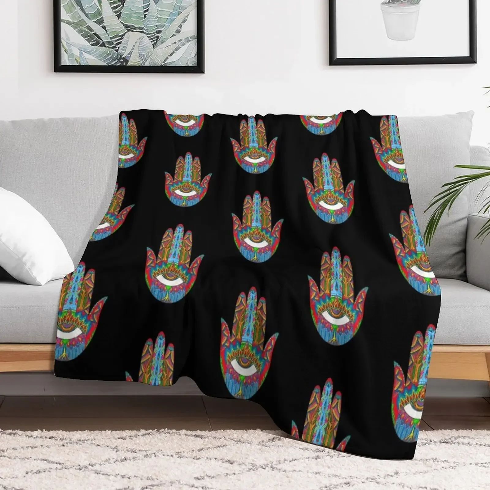 Manifest Mudra Throw Blanket Thin Fashion Sofas Retros Warm Blankets