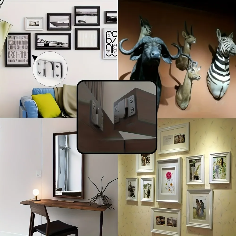 Stainless Steel Interlocking Mount Brackets, Rustproof Hidden Buckles, Wall Hardware for Picture Frame Sofa Bed Connection
