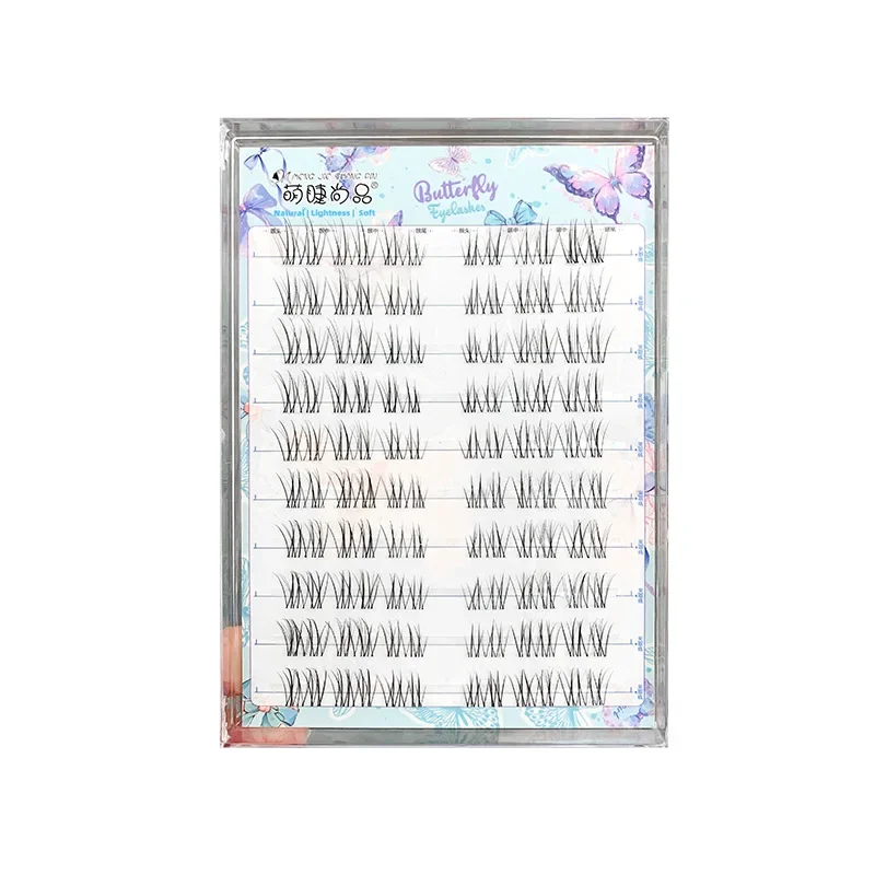 10 แถวสาวเกาหลีกลุ่มขนตาปลอมโปร่งใส Terrier 11-13 มม.ธรรมชาติเรียวปลอม Lashes Light อุปกรณ์แต่งหน้า
