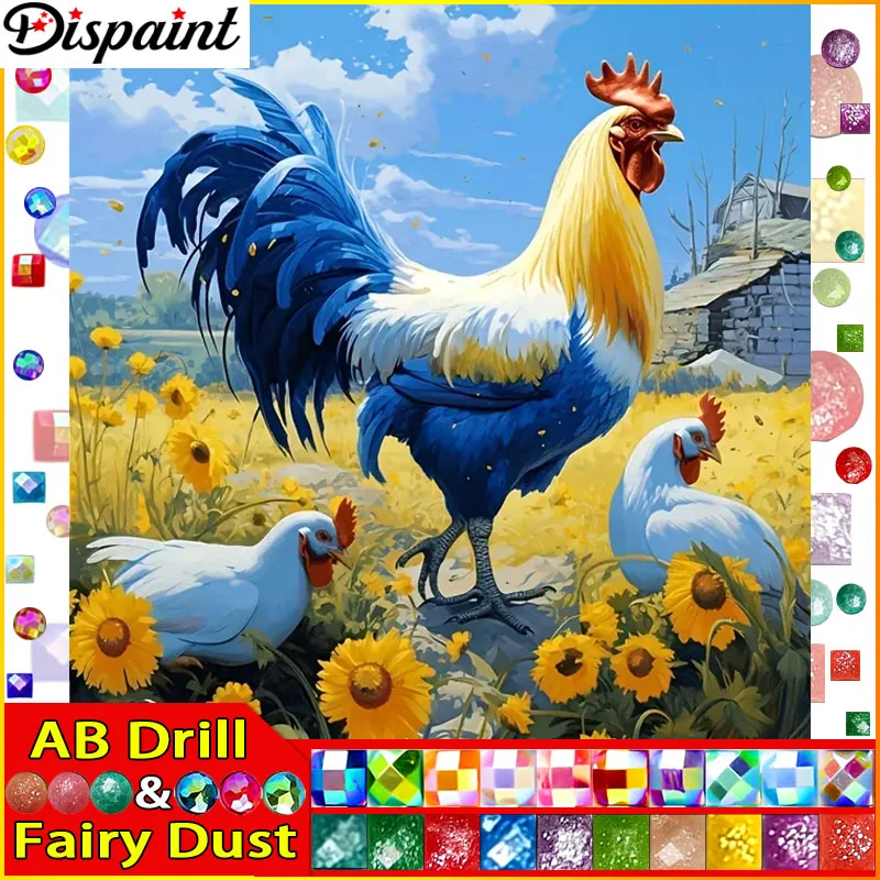 

Dispaint Fairy Dust AB "Кветок куриного животного" Алмазная картина 5D Полная квадратная/круглая дрель Домашний декор DIY Алмазная вышивка Cro