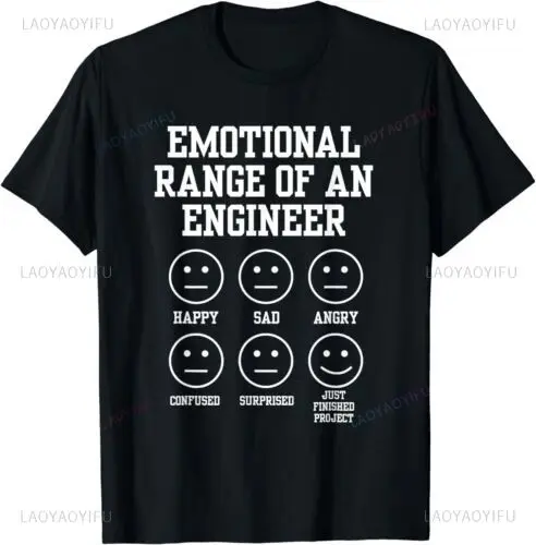 Emotional Range of An Engineer Funny Engineering Faces T-Shirt Humor Graphic Casual Fashion Loose Man Tshirt Hip Hop Soft Tees