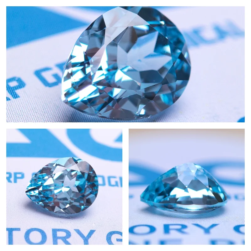 Laborgezüchteter Saphir in Birnenform, grüne Farbe, Edelstein-Anhänger für DIY-Schmuck, Ring-, Halsketten- und Ohrringherstellung, wählbares Zertifikat – Detail 9