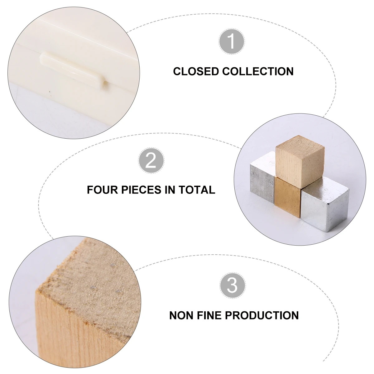 

4 Pcs Density Experiment Kit Metallic Luster Elements Cube Physics Teaching Instrument The Circle Iron Block Wooden Copper