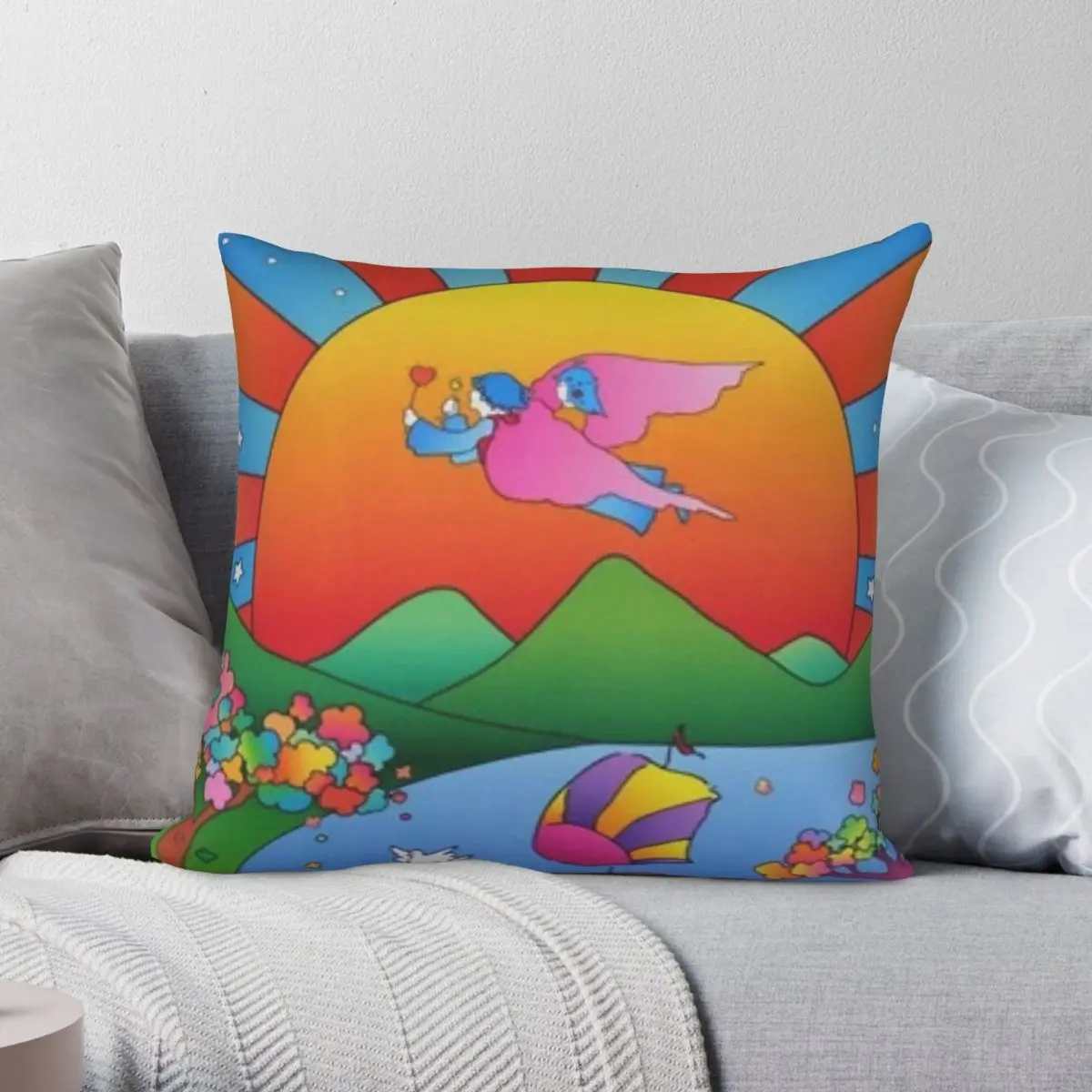 Peter Max Cosmic Landscapes Pillowcase Polyester Linen Velvet Pattern Zip Decorative Throw Pillow Case Room