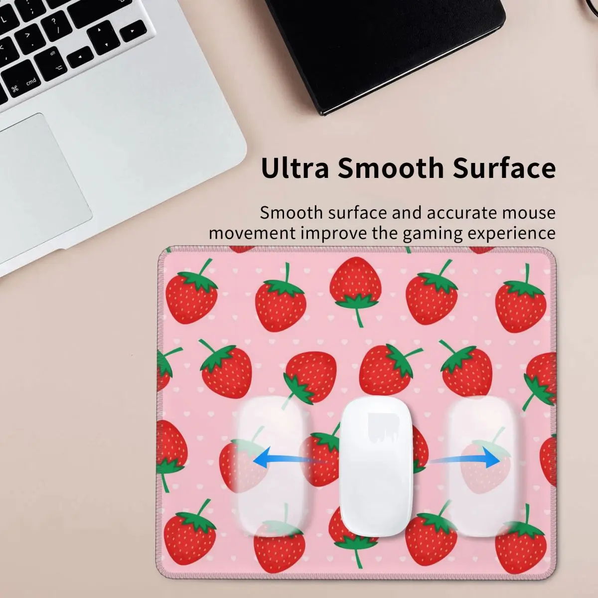 

Pink Summer Strawberries Print Mouse Pad Computer Keyboard Mouse Mat Gaming PC Laptop Desk Mat Office Accessories Table Mats