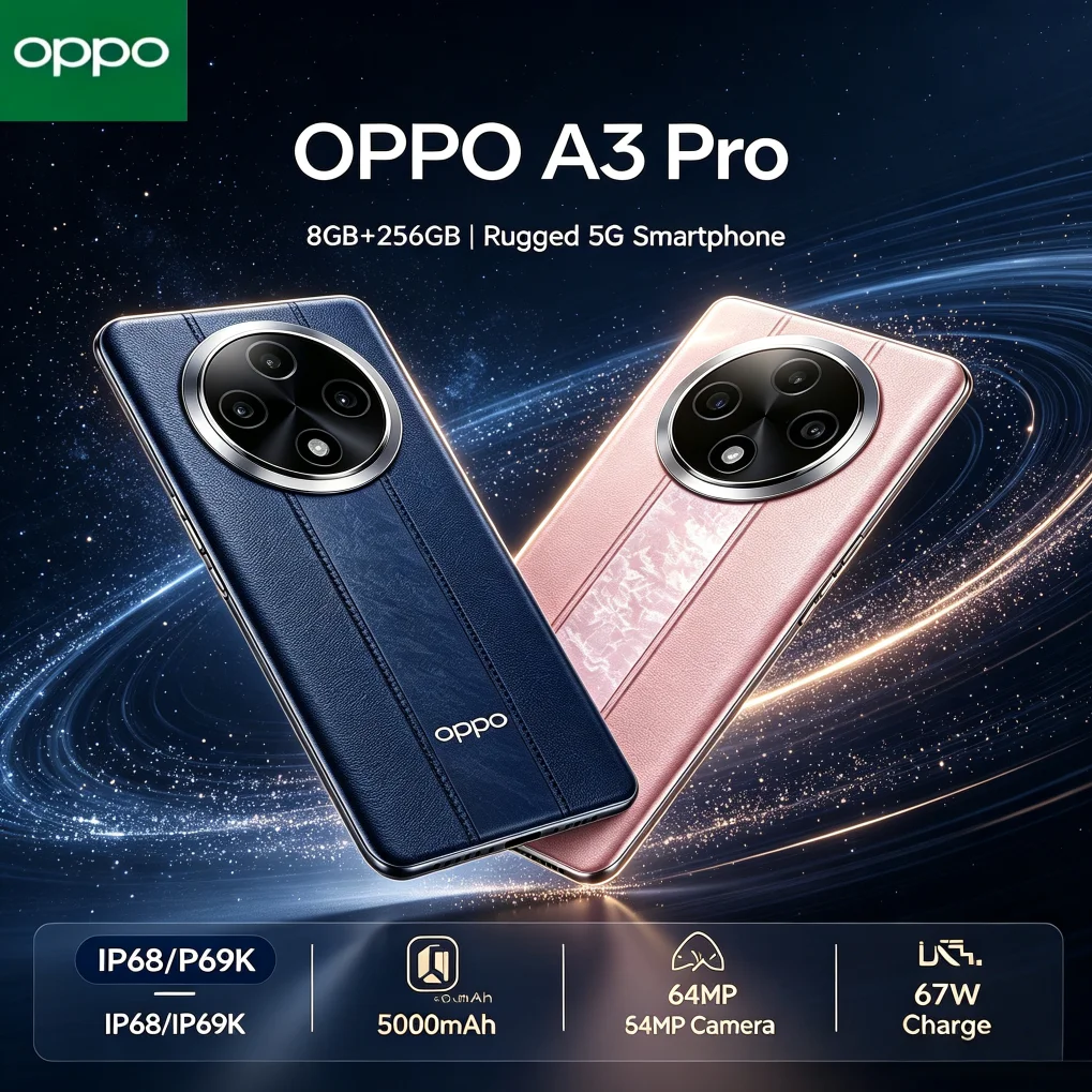 OPPO A3Pro 5G 2026 High-Speed 5G Smartphone with 5000mAh Battery 67W SUPERVOOC Fast Charge AI Dual Camera Official Authentic Pr