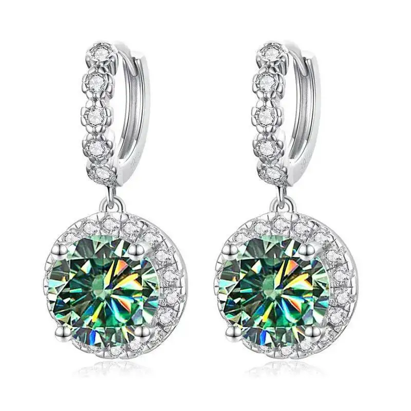 JoiasHome Super funkelnde mehrfarbige Moissanit-Tropfen-Creolen aus S925-Silber für Damen, edler Schmuck, Geschenk für Dating-Partys – Detail 5