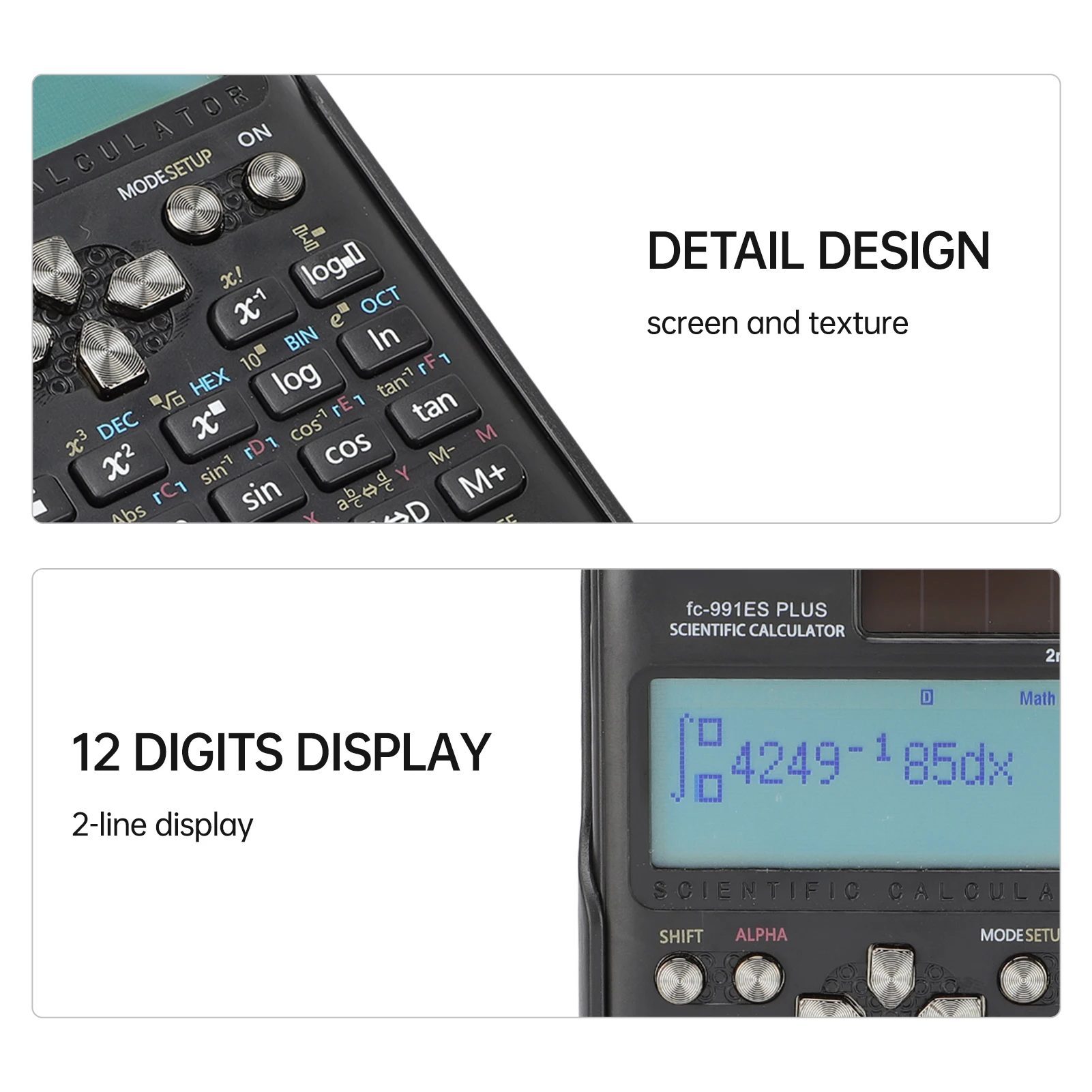 الآلات الحاسبة العلمية آلة حاسبة الرياضيات مع 417 وظيفة 10 + 2 أرقام عرض إمدادات الطاقة المزدوجة مثالية لطلاب المعلمين