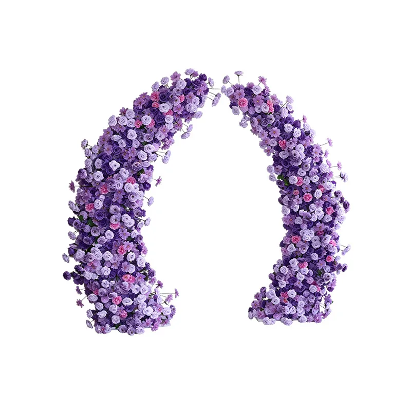 Wedding party simulation flower horn arch stage background decoration beautiful arrangement floral horn arch