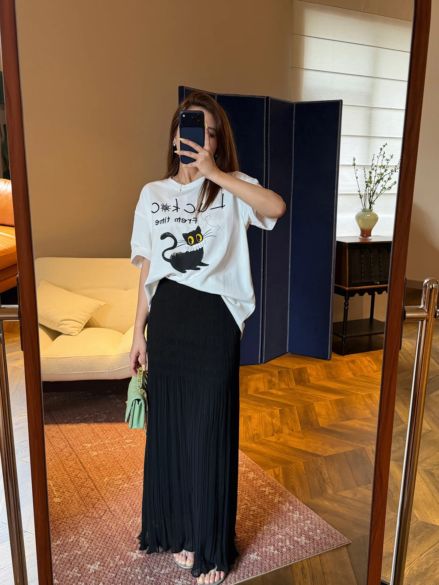 

Летняя комфортная плиссированная юбка-миди с завышенной талией из дышащего материала для отпуска, черная, женская модная одежда