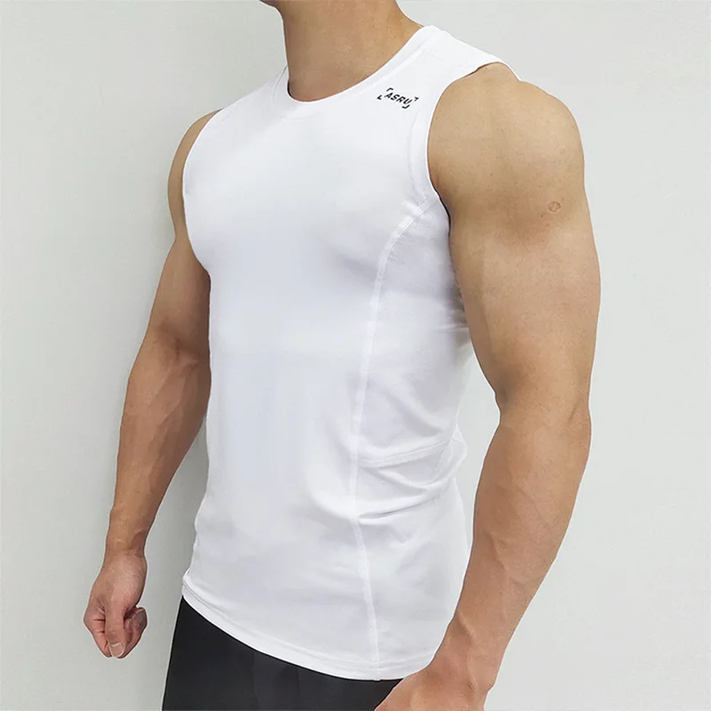 Men\'s Summer Compression Casual Tank Top Gym Fitness Quick Dry Bodybuilding Sleeveless Shirt Workout Clothing Sportswear Vest