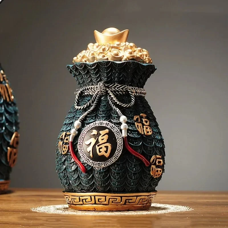 Creative Large Capacity Piggy Bank Ornament Home Living Room Resin Money Bag Decoration Housewarming Opening Fortune Gifts