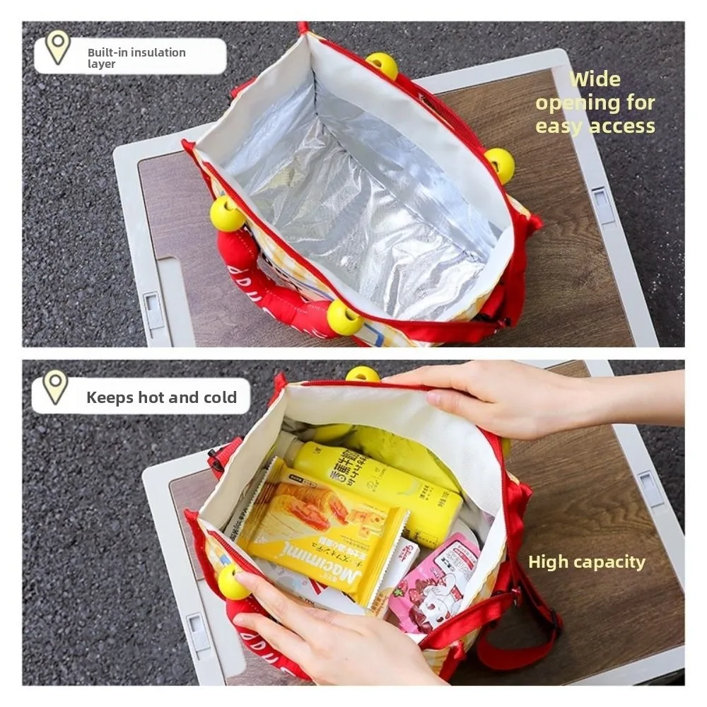 

Insulated Cute Lunch Bag Large Capacity Insulation Package Food Warm Thermal Bag Handbag Fresh-Keeping Crossbody Picnic Bag