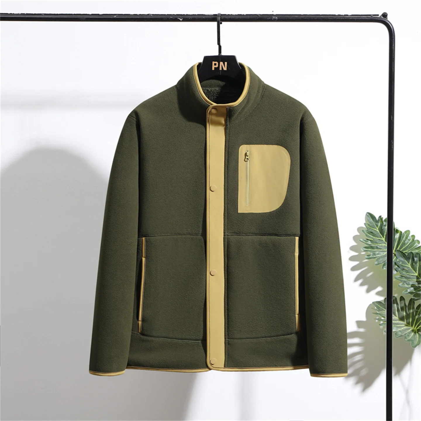 Outdoor Fleece Jacket - Unisex Contrast Color Hooded/Stand Collar, Heavyweight Polar Fleece Coat, Ultra Warm For Winter
