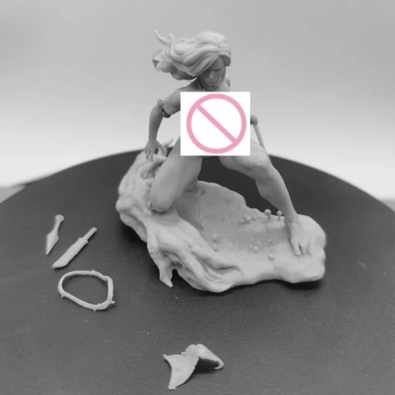 Figura de resina de cazador femenino Tribal, escala 1/24, 75mm, Kit de modelo de ensamblaje, Diorama sin montar y figuritas sin pintar, Juguetes