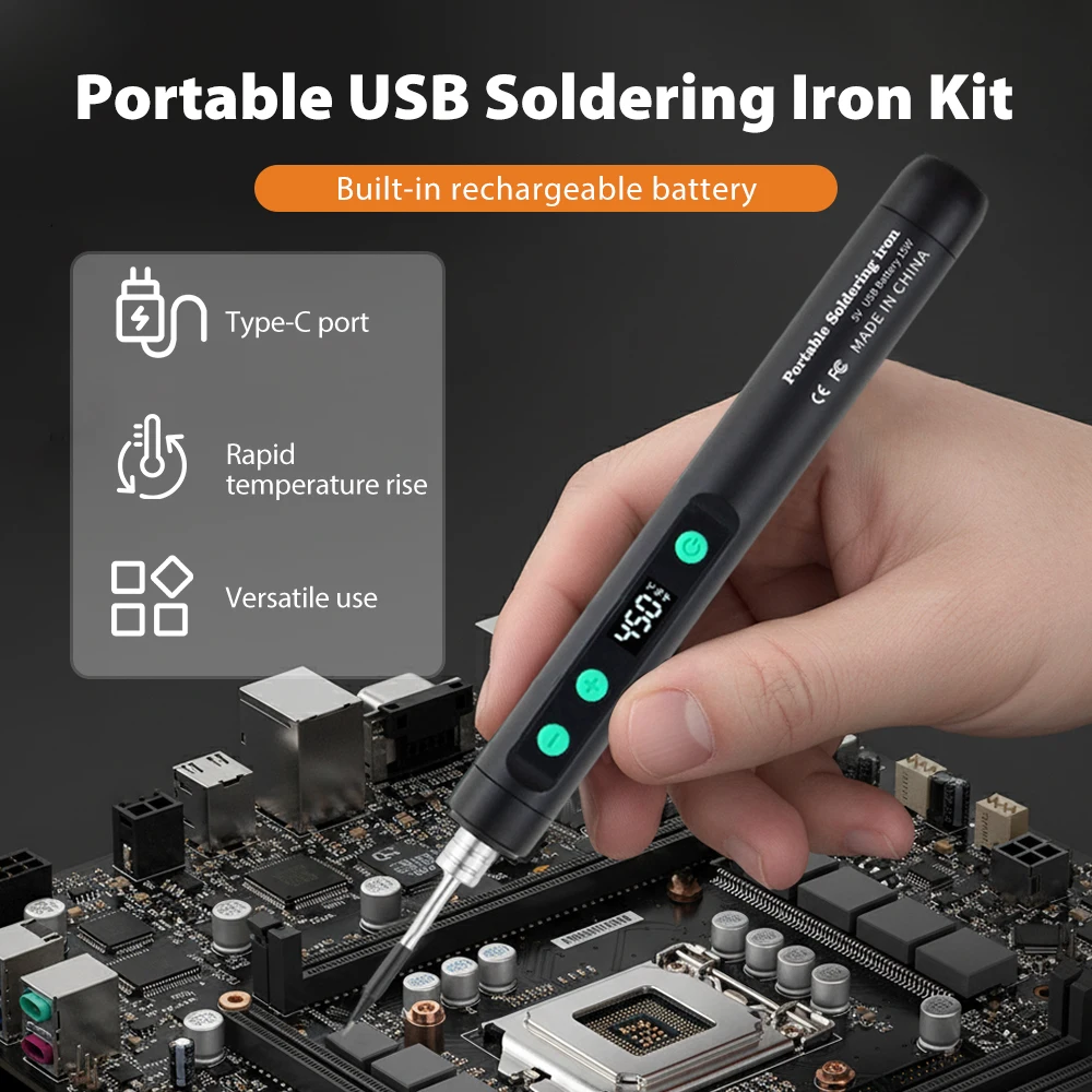 

USB-набор для пайки с интеллектуальным управлением, цифровым дисплеем и регулировкой температуры 180~450°C ℃ Инструмент для пайки и сварки